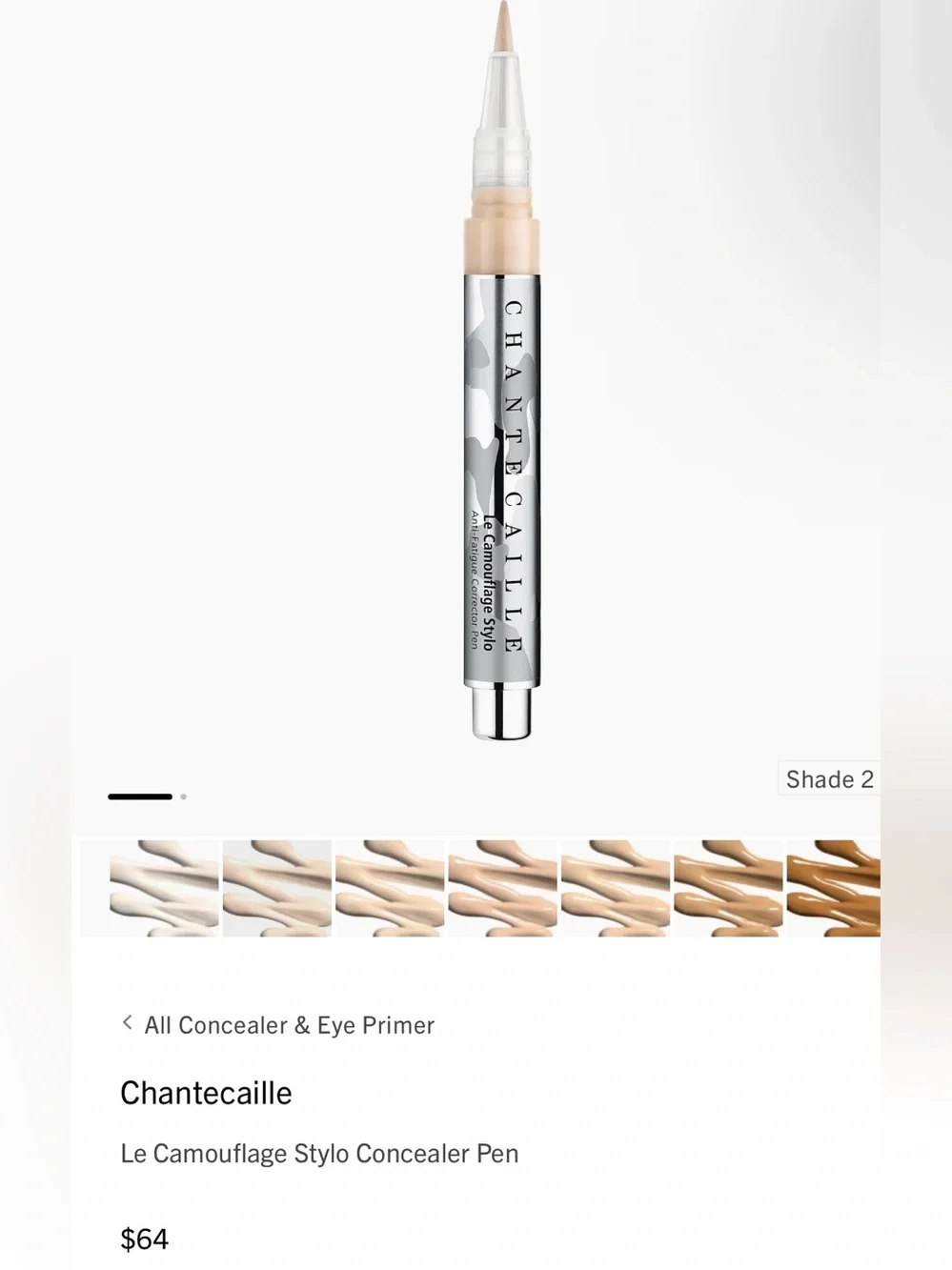 $64 NEW AUTHENTIC Chantecaille Camouflage Stylo Concealer - under eye shade 2